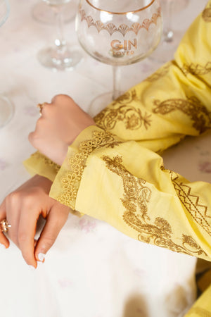 2 Piece Yellow Unstitched Embroidered Lawn - (Vol-40/04)2P-S-25-D-12 - SAFANOOR