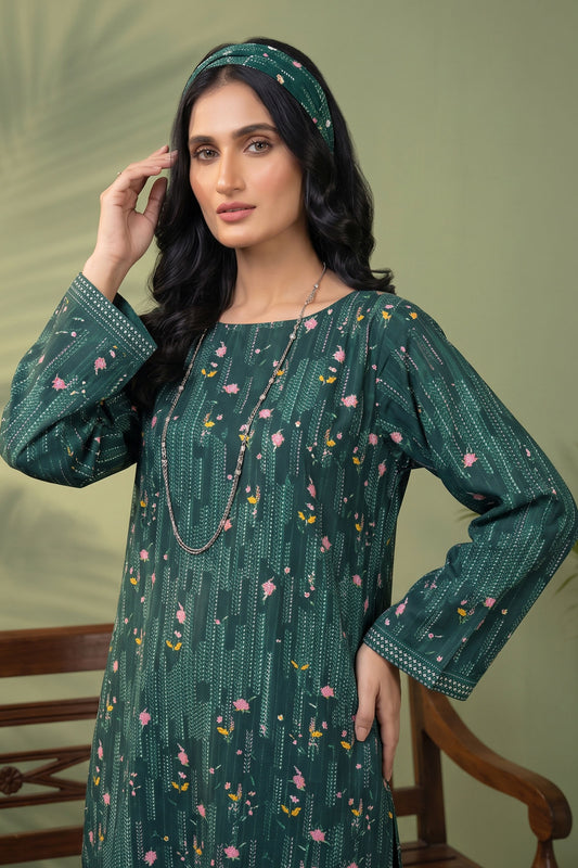 1 Piece Unstitched Doriya Khaddar Bottle Green