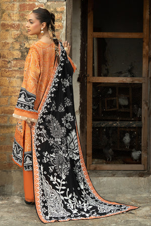 3PC Unstitched Orange Emb Linen - (Vol-113/01)D12 - SAFANOOOR