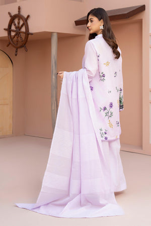 3 Piece Unstitched Lavender Embroidered Lawn - SafaNoor