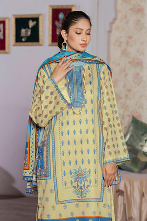 3 Piece Unstitched Lime Printed Lawn - SafaNoor