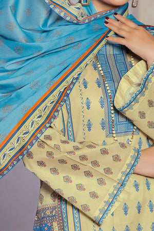 3 Piece Unstitched Lime Printed Lawn - SafaNoor