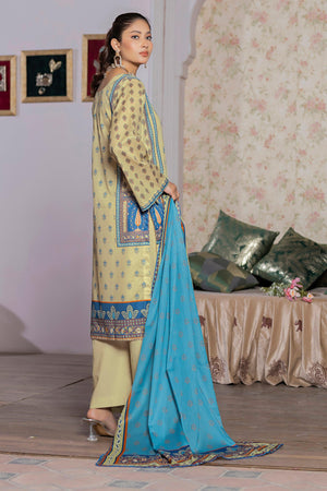 3 Piece Unstitched Lime Printed Lawn - SafaNoor
