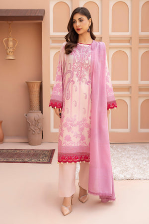 3 Piece Unstitched Skin Embroidered Lawn - SafaNoor