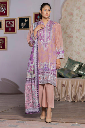3 Piece Unstitched Tea Pink Printed Lawn - SafaNoor