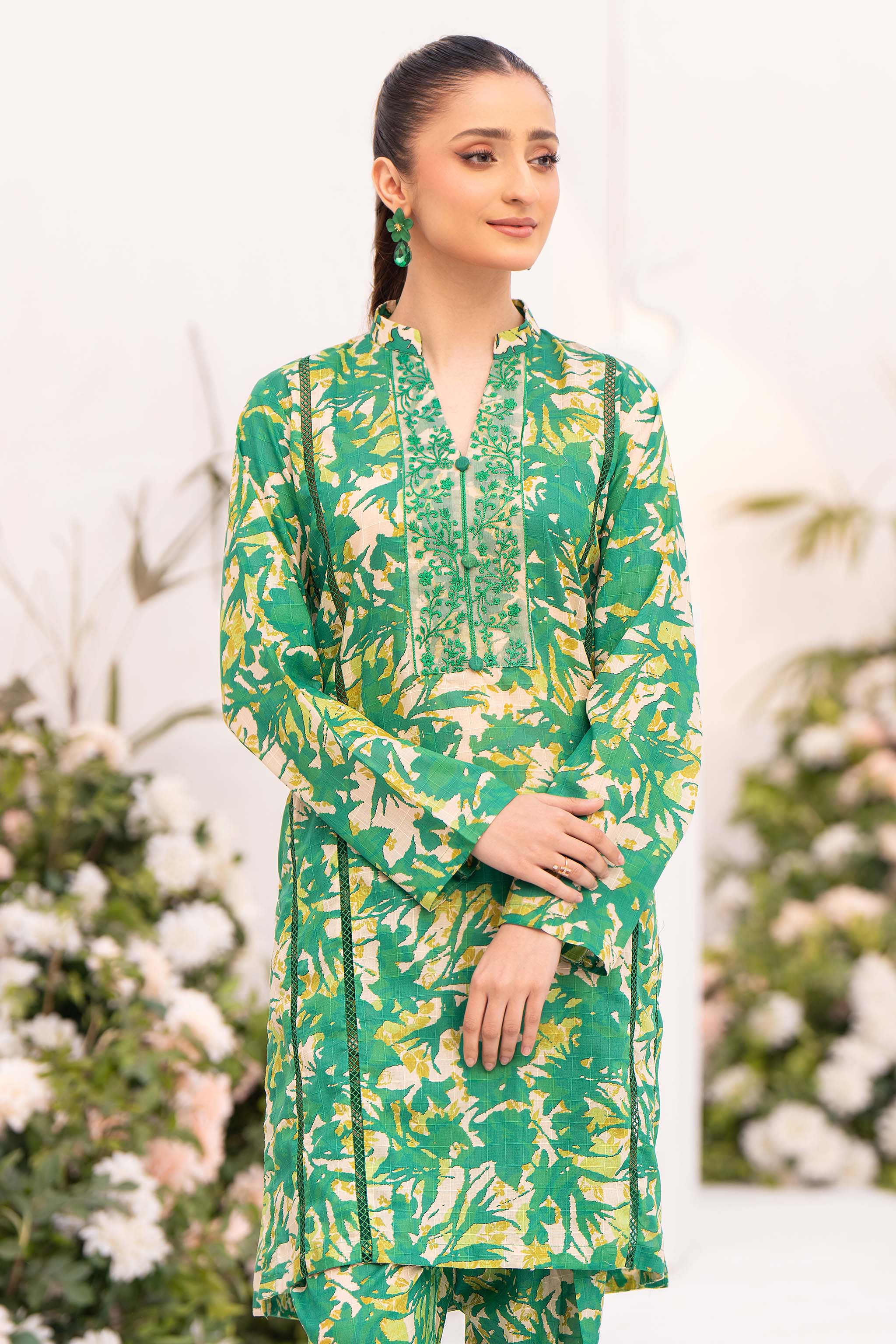Jugnoo 1pcs unstitched collection digital grid lawn embroidered shirt summer 2024 by safanoor