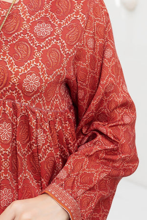 2 piece unstitched Faded Red Twill Marina Suit - safa noor marina collection