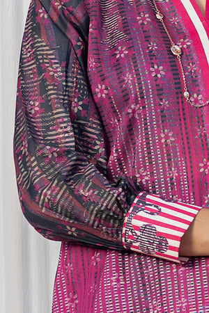 3 Piece Unstitched Plum Printed Lawn - SafaNoor