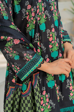 3 Piece Unstitched Chic Black Printed Lawn - SafaNoor