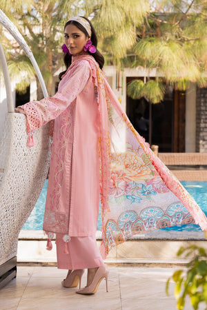 3 Piece Pink Unstitched Embroidered Lawn - SafaNoor