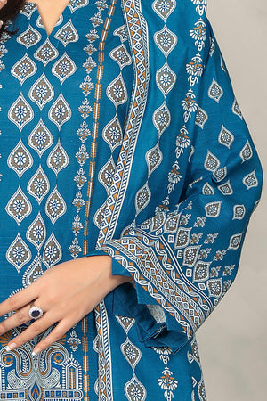 3 Piece Azure Blue Khaddar Unstitched - SafaNoor