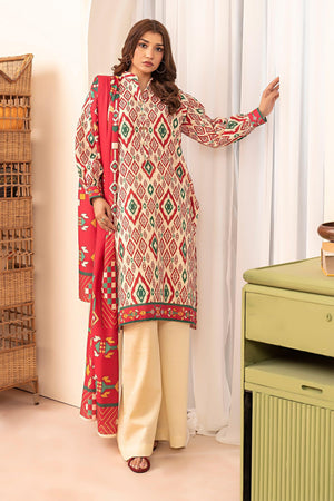 3 Piece Beige Khaddar Unstitched - SafaNoor