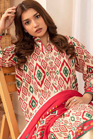 3 Piece Beige Khaddar Unstitched - SafaNoor