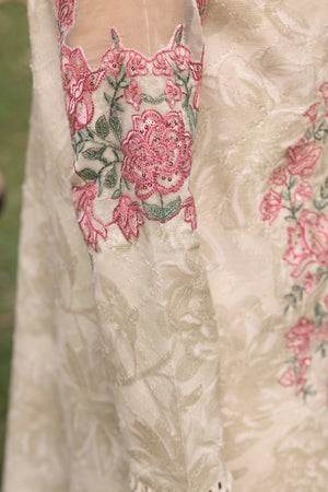 3 Piece Beige Unstitched Embroidered Lawn - (Vol-108/12)3P-S-25-D9 - SAFANOOR