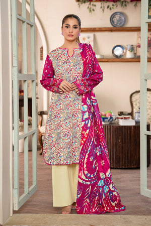 3 Piece Beige Unstitched Printed Khaddar - (Vol-109/09)D11 - SAFANOOR
