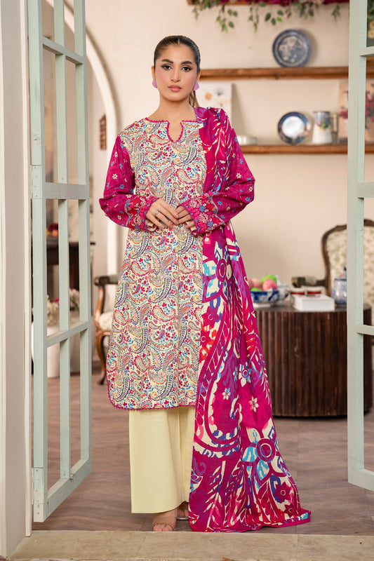 3 Piece Beige Unstitched Printed Khaddar - (Vol-109/09)D11 - SAFANOOR