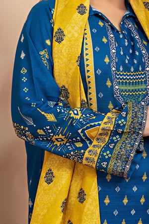 3 Piece Blue Khaddar Unstitched - SafaNoor