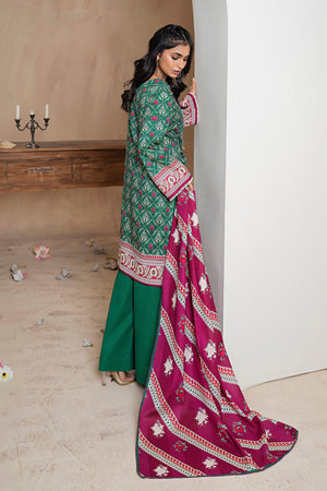 3 Piece Bottle Green Khaddar Unstitched - SafaNoor