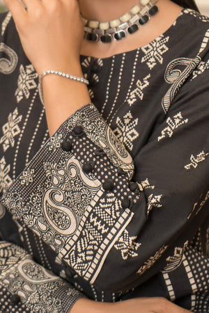 3 Piece Charcoal Black Khaddar Unstitched - SafaNoor