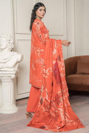 3 Piece Coral Orange Khaddar Unstitched - SafaNoor