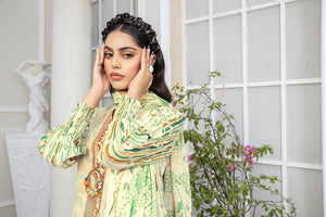 3 Piece Cream Unstitched Embroidered Lawn - SafaNoor