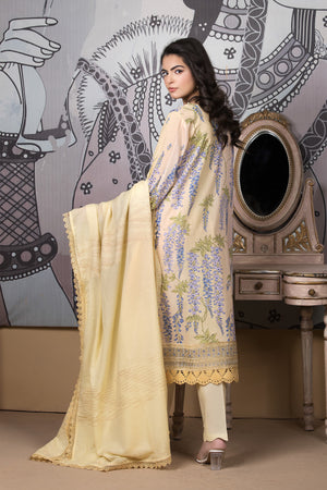 3 Piece Cream Unstitched Printed Lawn - (Vol-101/12)3P-S-25-D4 - SAFANOOR