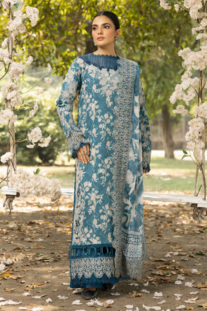 3 Piece Crystal Teal Unstitched Embroidered Lawn - (Vol-108/12)3P-S-25-D1 - SAFANOOR