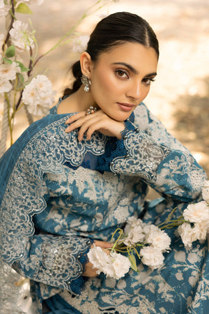 3 Piece Crystal Teal Unstitched Embroidered Lawn - (Vol-108/12)3P-S-25-D1 - SAFANOOR