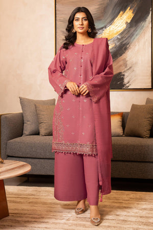 3 Piece Dyed Naps Khaddar Blush Pink - SafaNoor