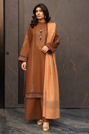 3 Piece Dyed Naps Khaddar Brown - SafaNoor
