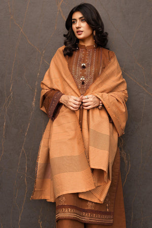 3 Piece Dyed Naps Khaddar Brown - SafaNoor