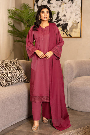 3 Piece Dyed Naps Khaddar Cerise Pink - (Vol-81/06)3P-W-24-D11 - SAFANOOR