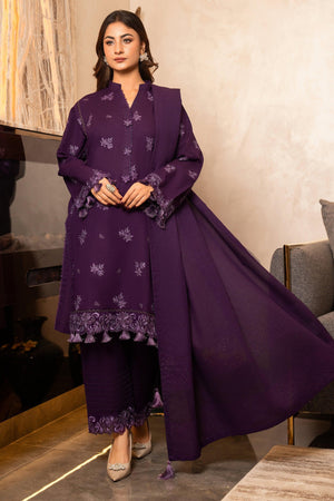 3 Piece Dyed Naps Khaddar Plum - SafaNoor