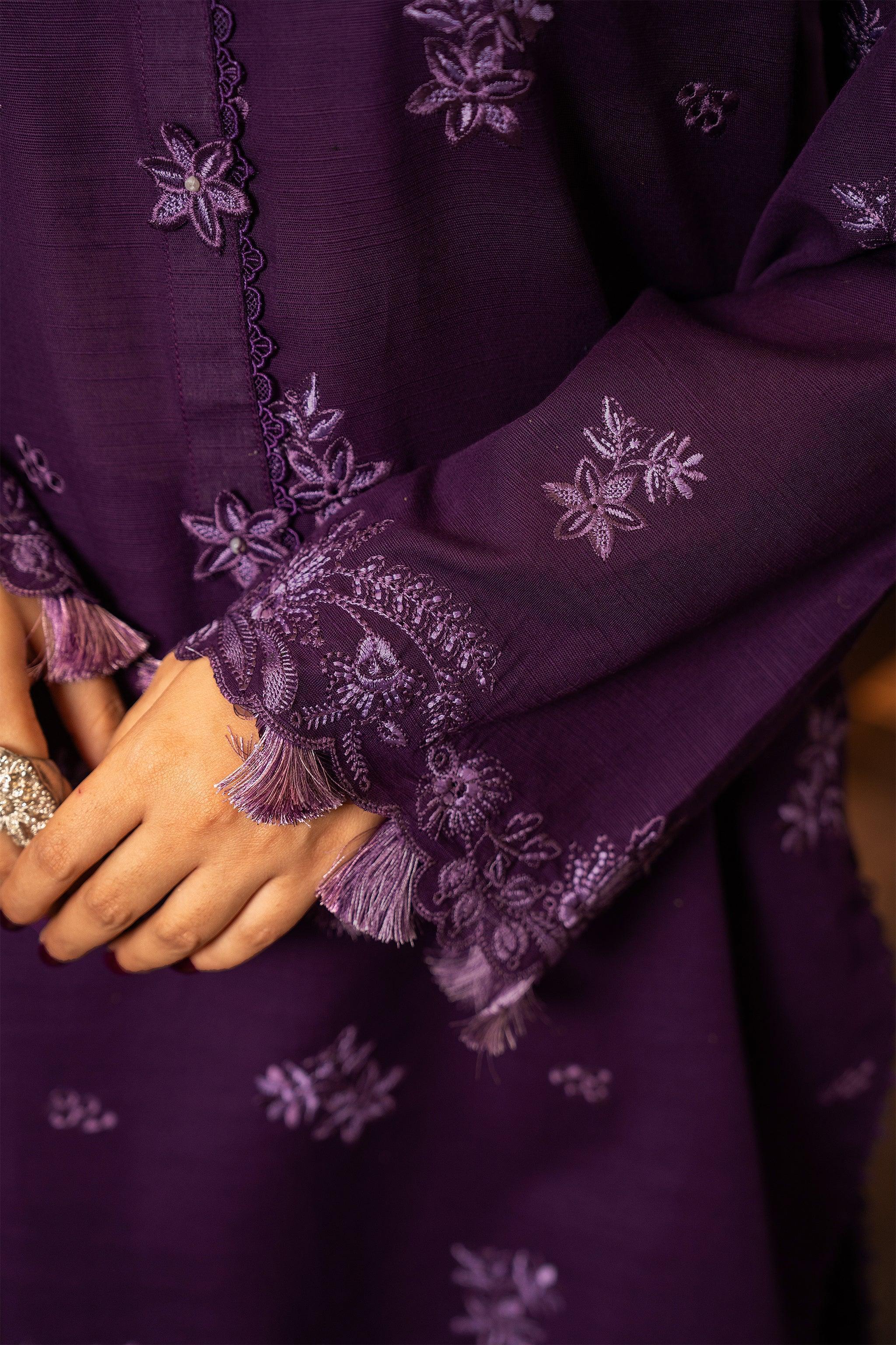 3 Piece Dyed Naps Khaddar Plum - SafaNoor