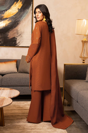 3 Piece Dyed Naps Khaddar Savana Brown - SafaNoor