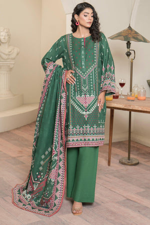 3 Piece Forest Green Khaddar Unstitched - SafaNoor