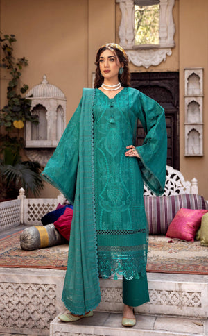 3 Piece Green Embroidered Organza Lawn - (Vol-71/02)3P-S-24-D-10 - SAFANOOR