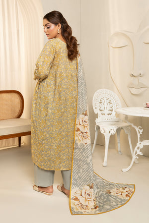 3 Piece Grey Unstitched Printed Lawn - (Vol-103/22)3P-S-25-D12 - SAFANOOR