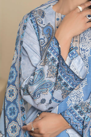 3 Piece Ice Blue Khaddar Unstitched - SafaNoor