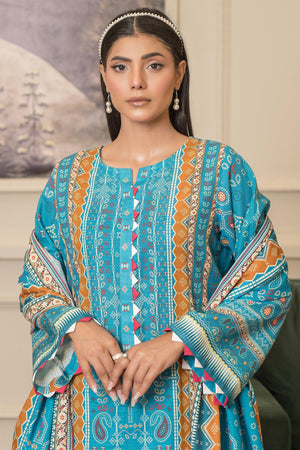 3 Piece Iris Blue Khaddar Unstitched - SafaNoor