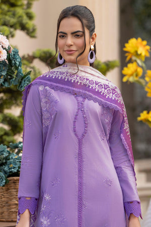 3 Piece Lavender Embroidered Lawn Unstitched - SafaNoor