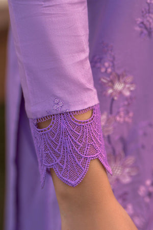 3 Piece Lavender Embroidered Lawn Unstitched - SafaNoor