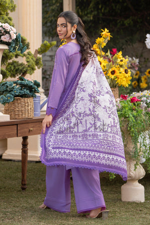 3 Piece Lavender Embroidered Lawn Unstitched - SafaNoor