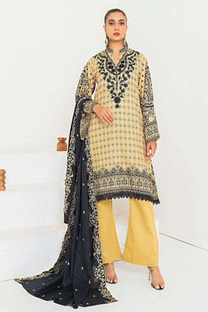 3 Piece Lemon Printed Khaddar Unstitched - SafaNoor