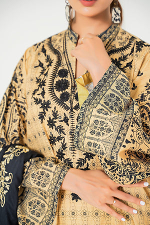 3 Piece Lemon Printed Khaddar Unstitched - SafaNoor