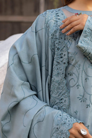 3 Piece Grey Embroidered Karandi Unstitched - SafaNoor