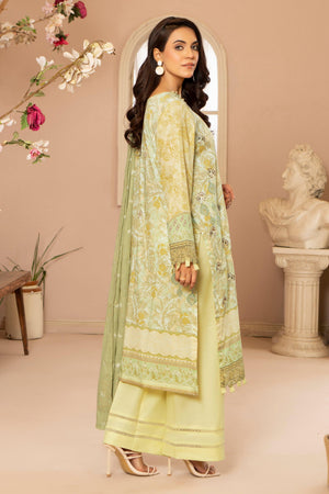 3 Piece Lime Embroidered Lawn Unstitched - SafaNoor