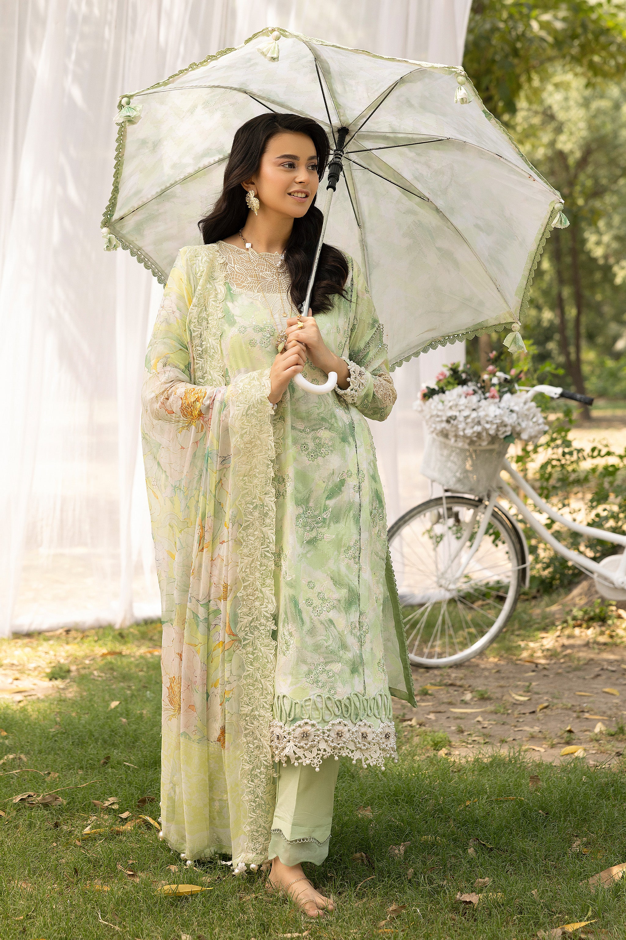 3 Piece Mint Green Unstitched Embroidered Lawn - (Vol-108/12)3P-S-25-D4 - SAFANOOR