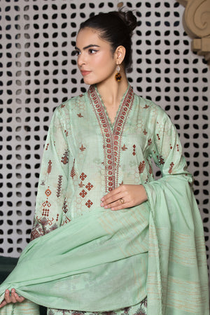 3 Piece Mint Green Unstitched Printed Lawn - (Vol-101/12)3P-S-25-D5 - SAFANOOR