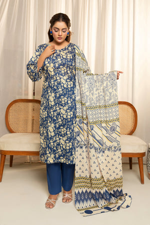3 Piece Multi Blue Unstitched Printed Lawn - (Vol-103/22)3P-S-25-D5 - SAFANOOR